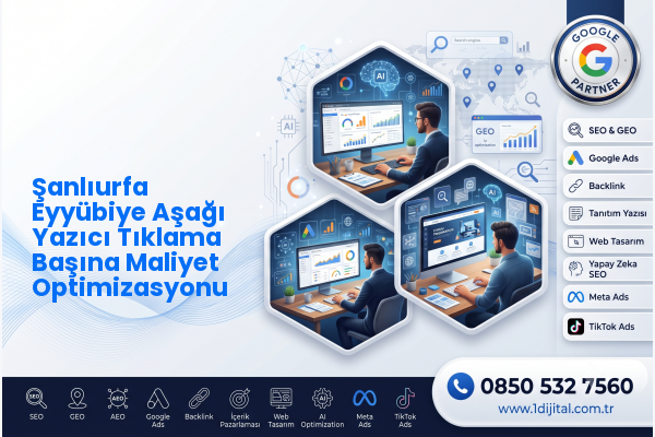 Şanlıurfa Eyyübiye Aşağı Yazıcı Tıklama Başına Maliyet Optimizasyonu — Dijital1 dijital pazarlama hizmeti görseli