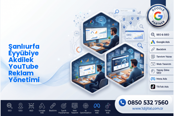 Şanlıurfa Eyyübiye Akdilek YouTube Reklam Yönetimi — Dijital1 dijital pazarlama hizmeti görseli
