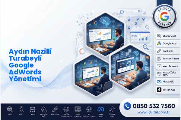 Aydın Nazilli Turabeyli Google AdWords Yönetimi — Dijital1 dijital pazarlama hizmeti görseli